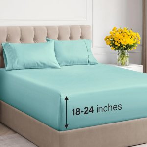 CGK Unlimited – Sábanas de bolsillo extra profundo – Juego de sábanas de 7 piezas – Sábanas de tamaño King divididas de bolsillo profundo – Sábanas CGK Unlimited – Sábanas de bolsillo extra profundo – Juego de sábanas de 7 piezas – Sábanas de tamaño King divididas de bolsillo profundo – Sábanas