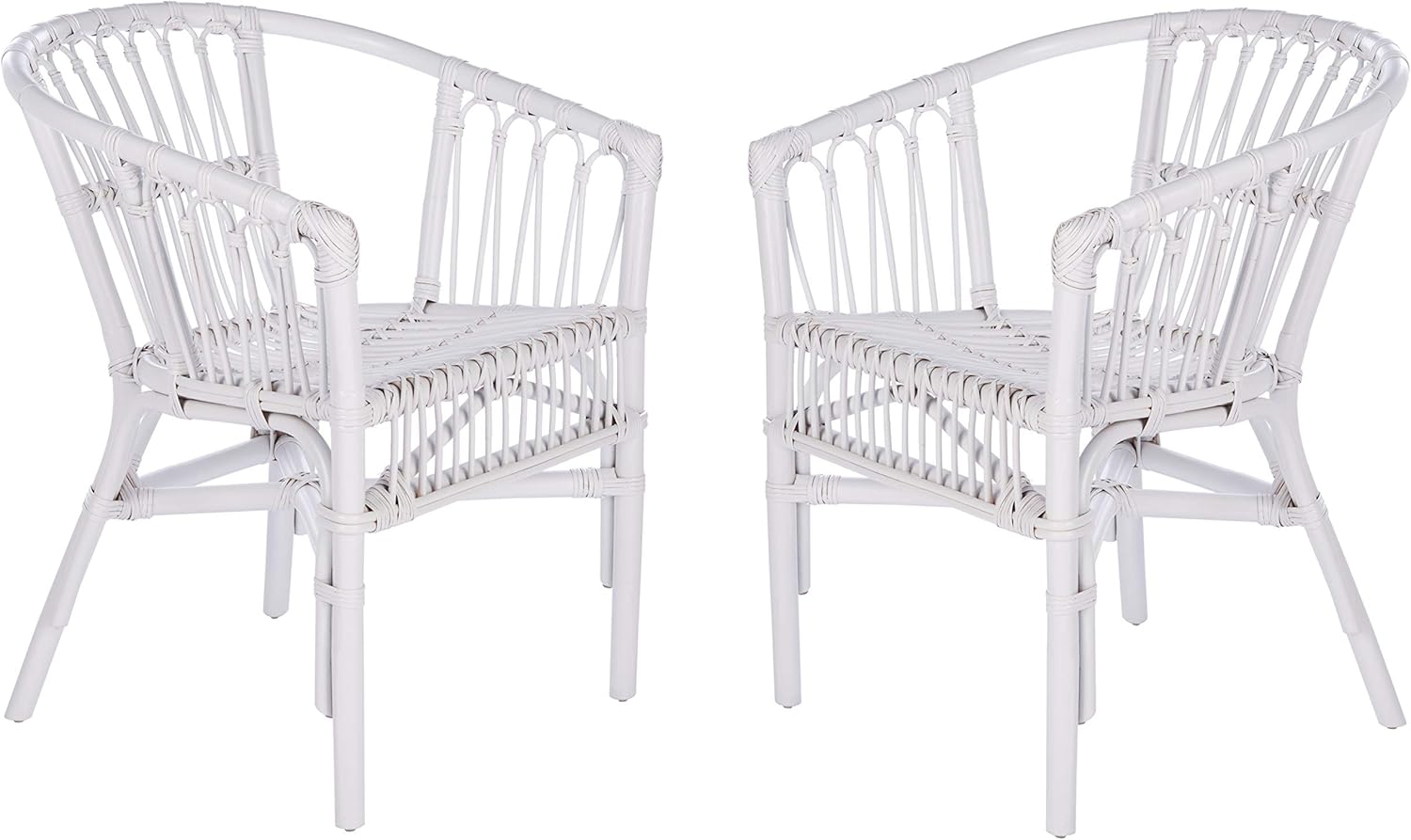 Safavieh Home Adriana Coastal White Rattan (juego de 2) Silla decorativa, 0
