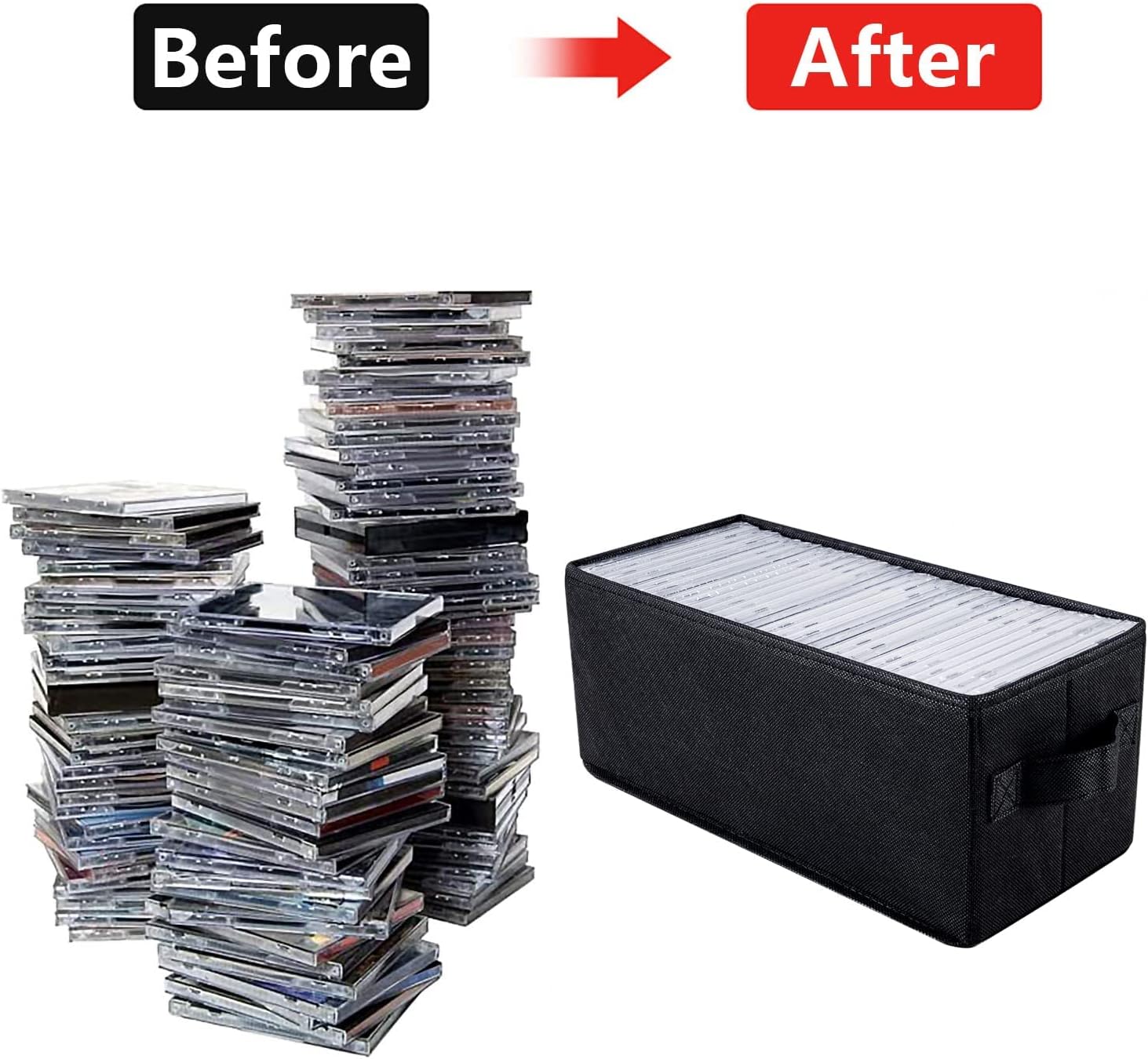 Cajas de almacenamiento para CD  Paquete de 4 cajas de CD  13.2 x 5.9 x 5.3 pulgadas, contenedor con capacidad para 30 CD en estuches completos, 60