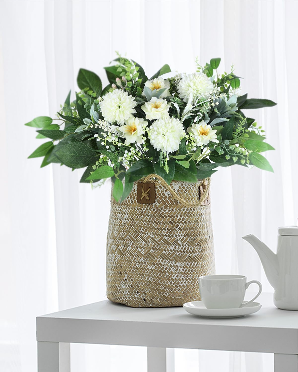FEYUSM Flores artificiales artificiales con 11 tipos, vegetación sintética para ramo de boda, vegetación para centros de mesa, centros de mesa y