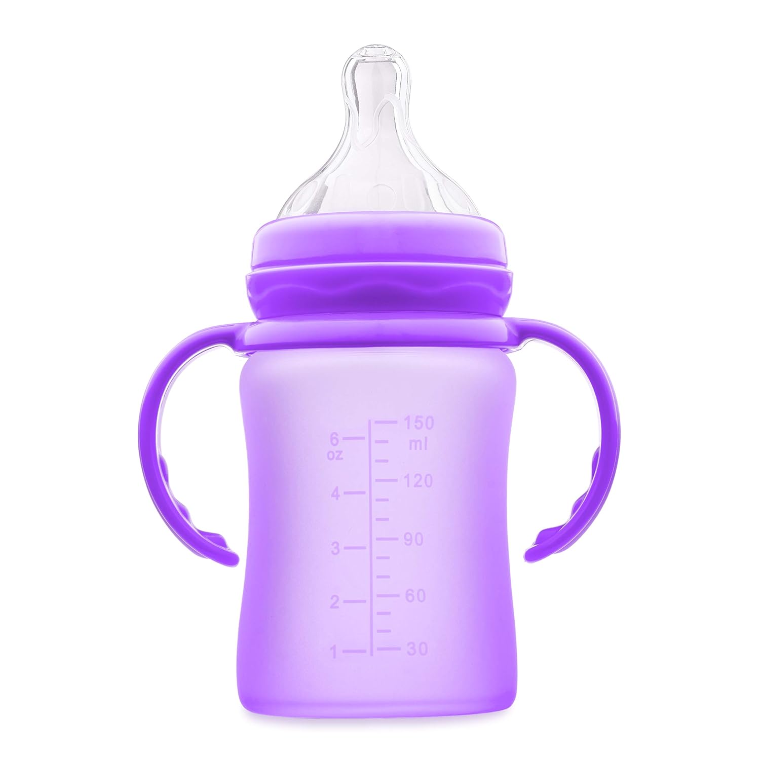Hamarue Vasos de vidrio 3 en 1 para niños pequeños  Biberones de vidrio recubierto de silicona  Taza de transición no tóxica para bebé con asas