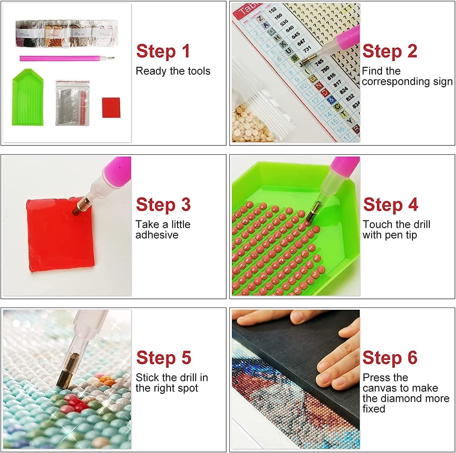 VeGuude Kits de pintura de diamantes para adultos  Paquete de 4 piezas de arte de diamantes 5D con diamantes de taladro completo, pinturas con