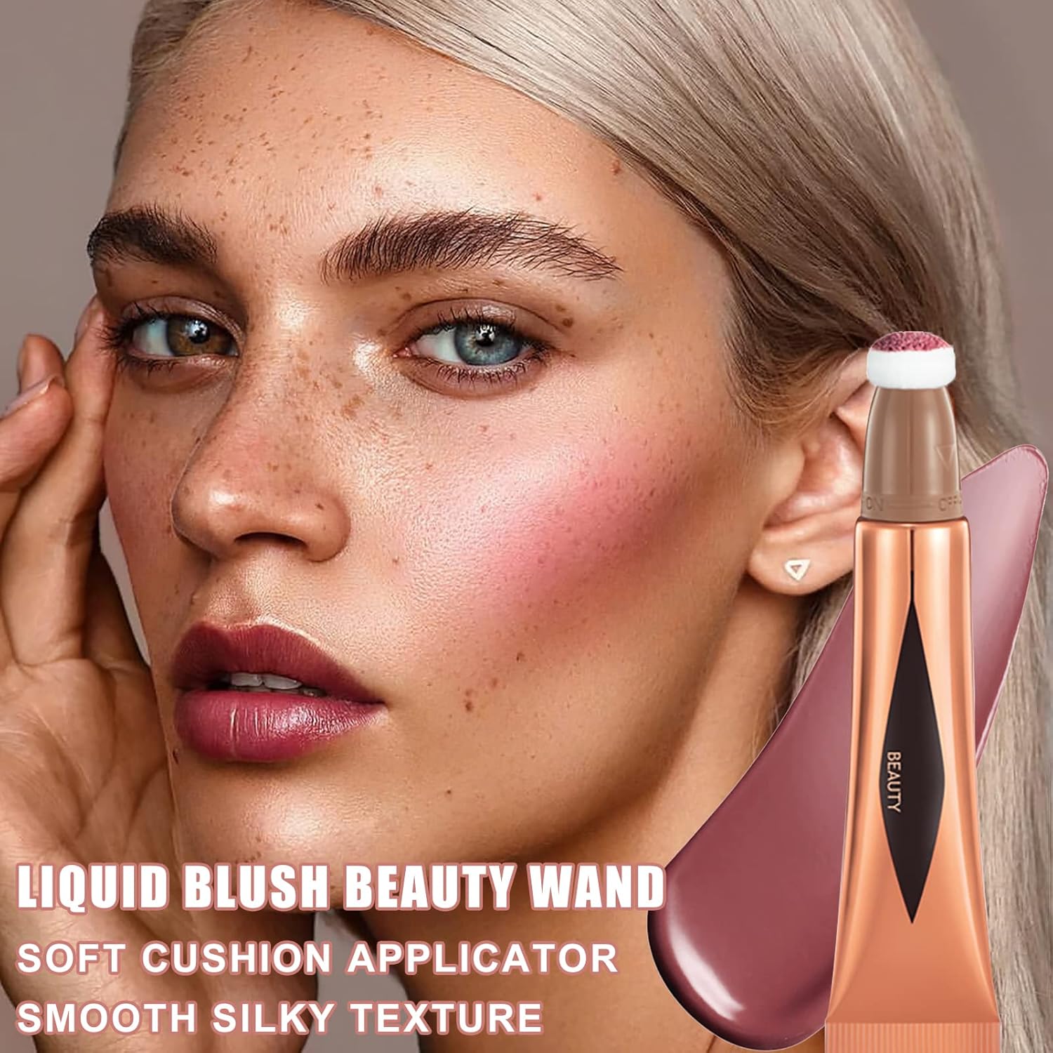 Varita de belleza Liquid Blush, rubor en crema mate con aplicador de cojín, rubor suave y sedoso en barra para mejillas y labios, maquillaje de