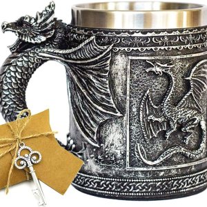 Taza medieval GOT Dragon DD Game of Thrones Merchandise Beer Steins Viking Tankard Taza de café de acero inoxidable para coleccionista de dragones Taza medieval GOT Dragon DD Game of Thrones Merchandise Beer Steins Viking Tankard Taza de café de acero inoxidable para coleccionista de dragones