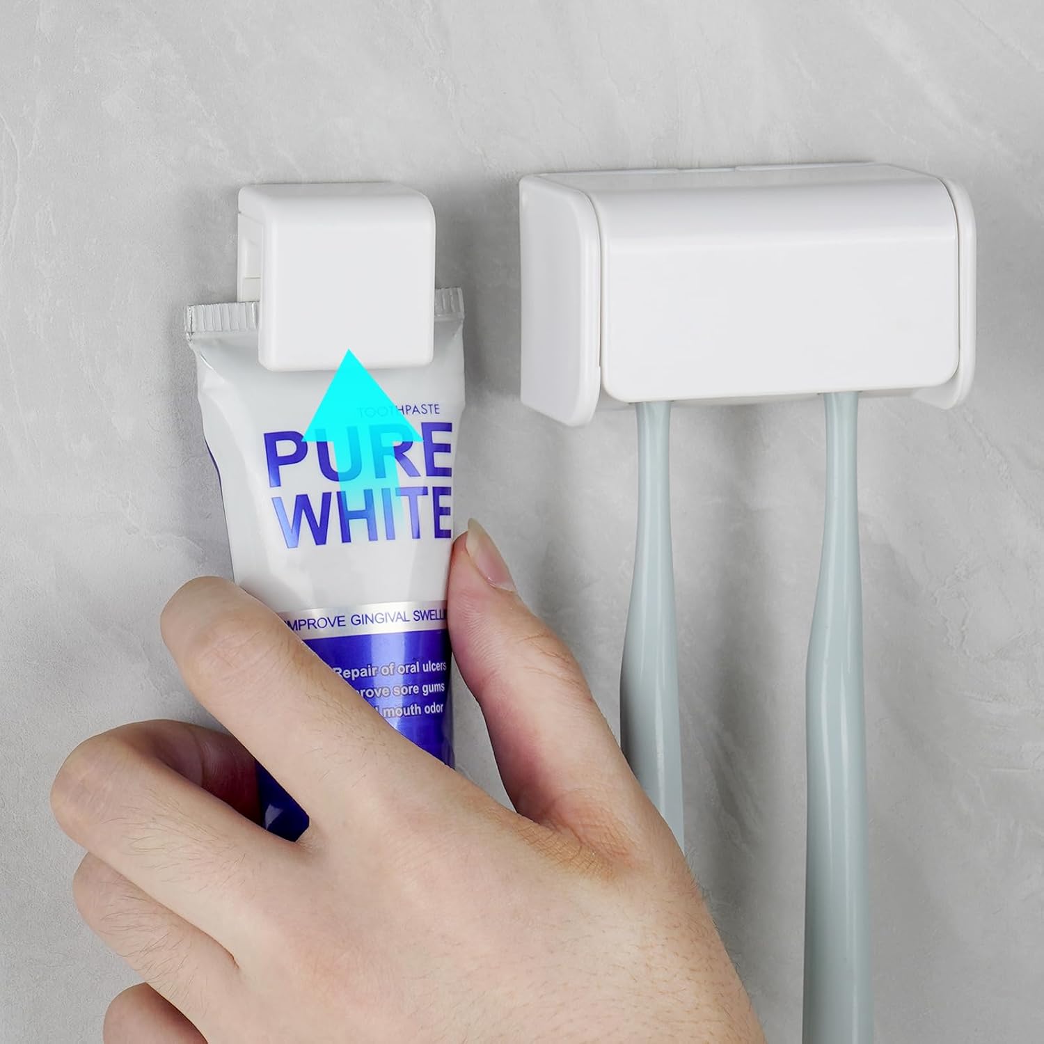 Soporte para cepillos de dientes montado en la pared con cubierta para baño, 2 ranuras organizador de almacenamiento de cepillos de dientes para