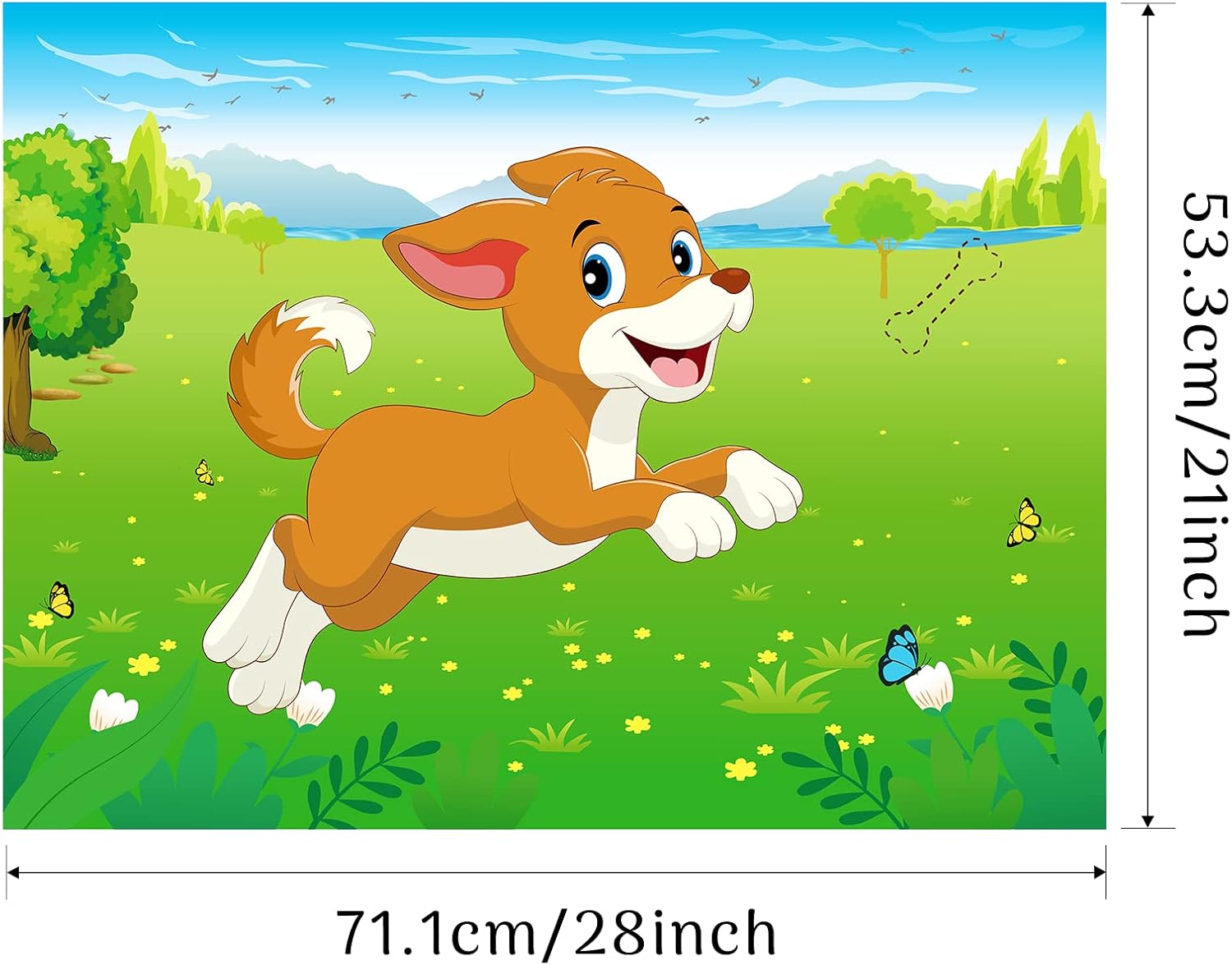 Morcheiong Juego de fiesta de cumpleaños Pin The Tail on The Dog con 48 huesos, dale al cachorro un juego de huesos para niños, decoración de fiesta