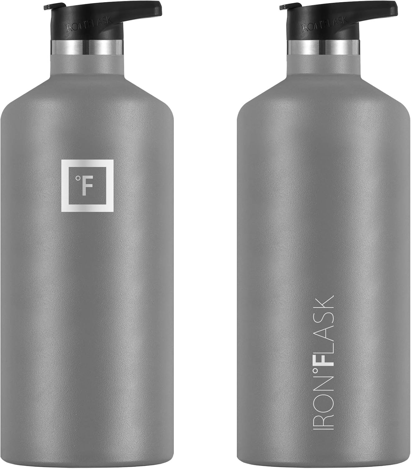 IRON FLASK – Botella de agua deportiva de 12 onzas, 16, 20, 24, 32, y 64 onzas, 3 tapas (tapa de boquilla), acero inoxidable aislado al vacío, frío,