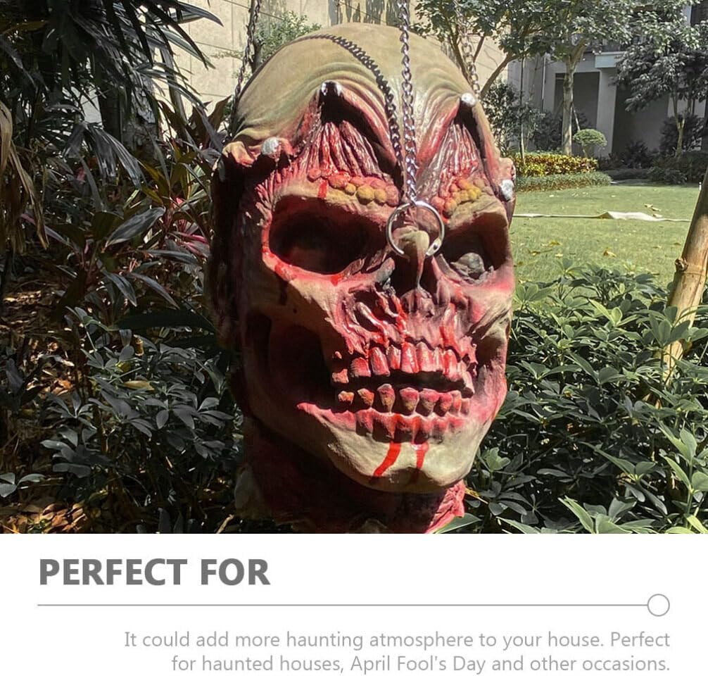 Alipis Colgante de cabeza de zombi de Halloween, cabeza muerta simulada, partes de cuerpo muerto sangriento, horrible colgante, decoración de cabeza