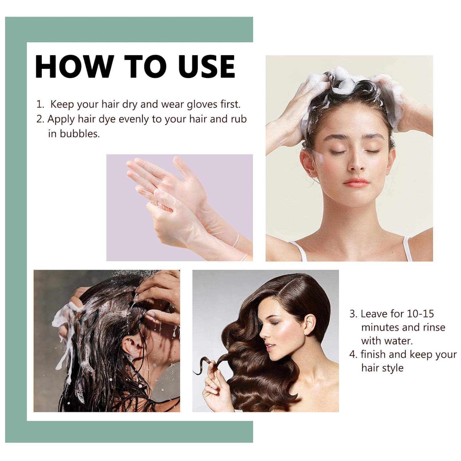 10 unidades de champú de tinte para el cabello de vino tinto oscuro 3 en 1, champú de color natural para el cabello, tinte instantáneo