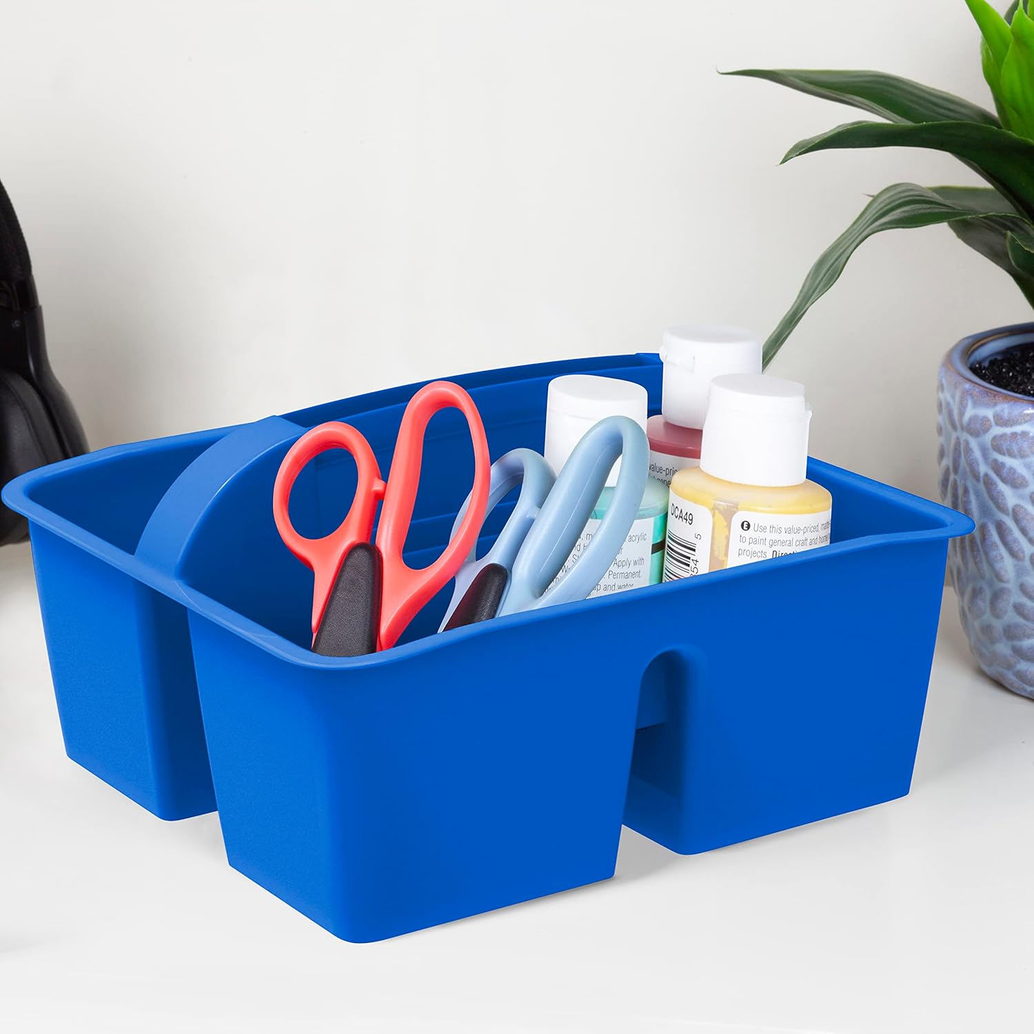 Storex Modern-Series – Organizador pequeño multiusos con asa, azul, paquete de 6 (01058U06C)