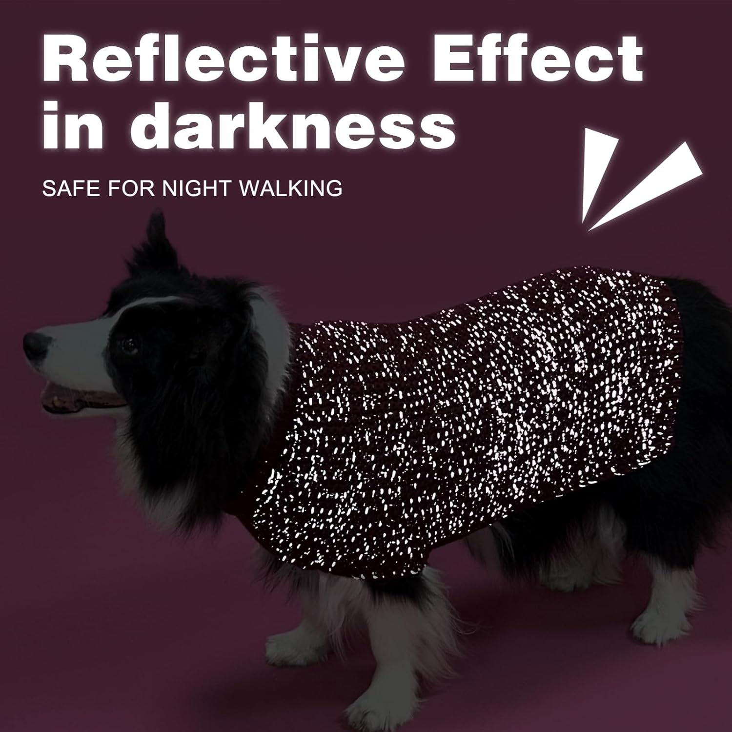 KYEESE Suéteres para perros con agujero para la correa, para perros medianos, suéter pesado con hilo reflectante para otoño e invierno, rojo oscuro,