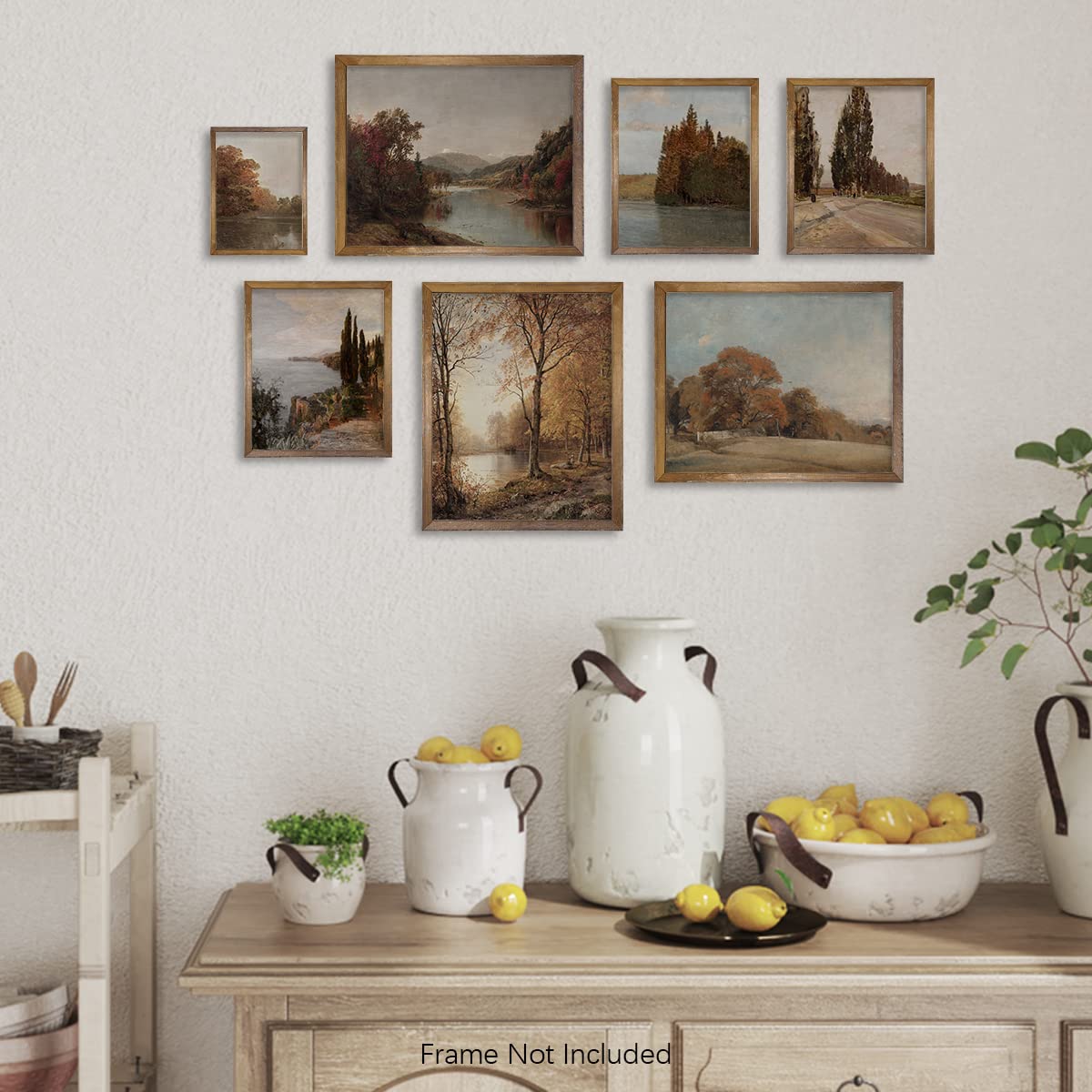 Rustic Large 11×14 Gallery of 6 Farmhouse Wall Art Decor – Boho Art Deco Bathroom – French Country Kitchen Print Posters – Neutral Aesthetic Vintage