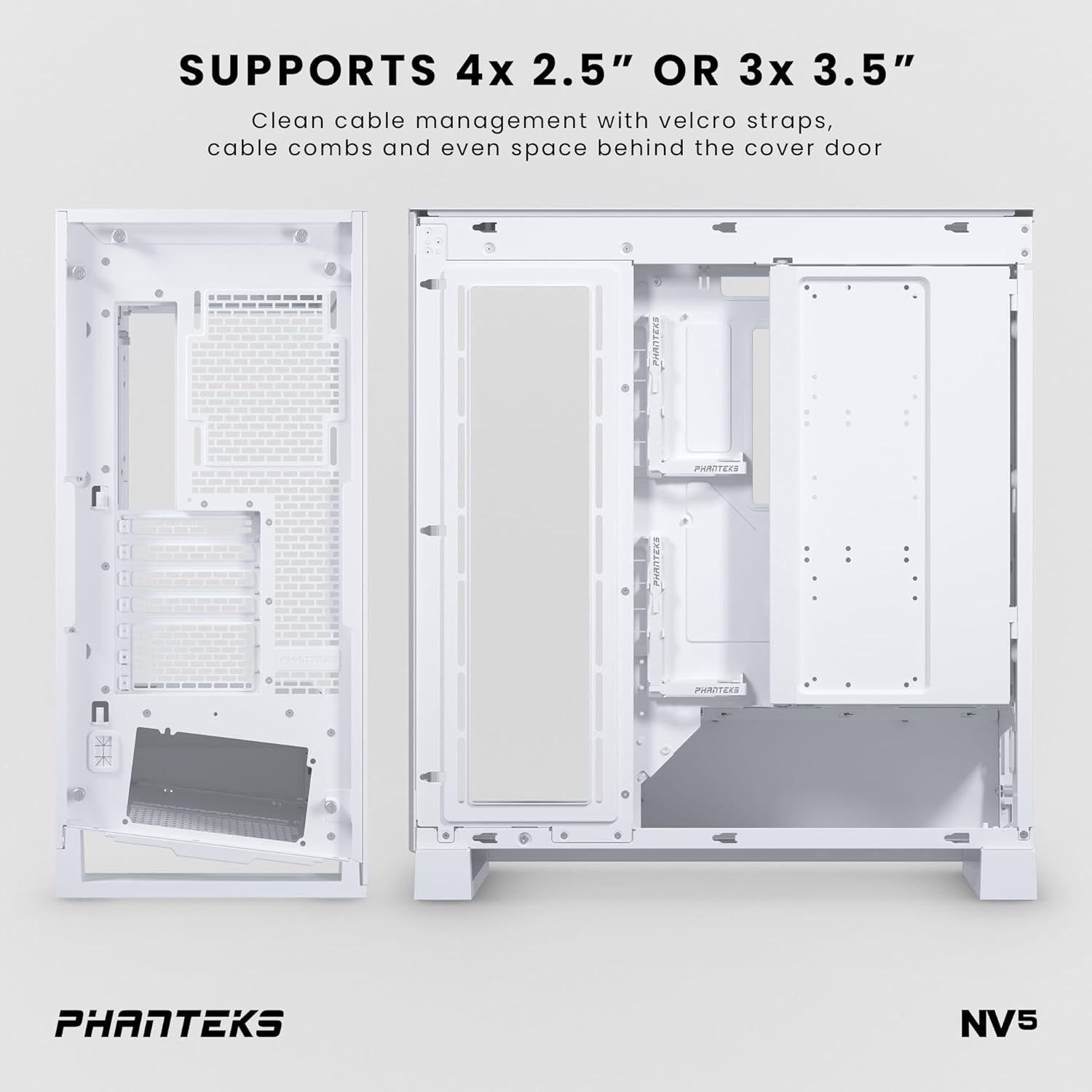 Phanteks NV5 (PH-NV523TG_DMW01) Chasis de media torre para escaparate, alto rendimiento de flujo de aire, iluminación DA-RGB integrada, diseño de