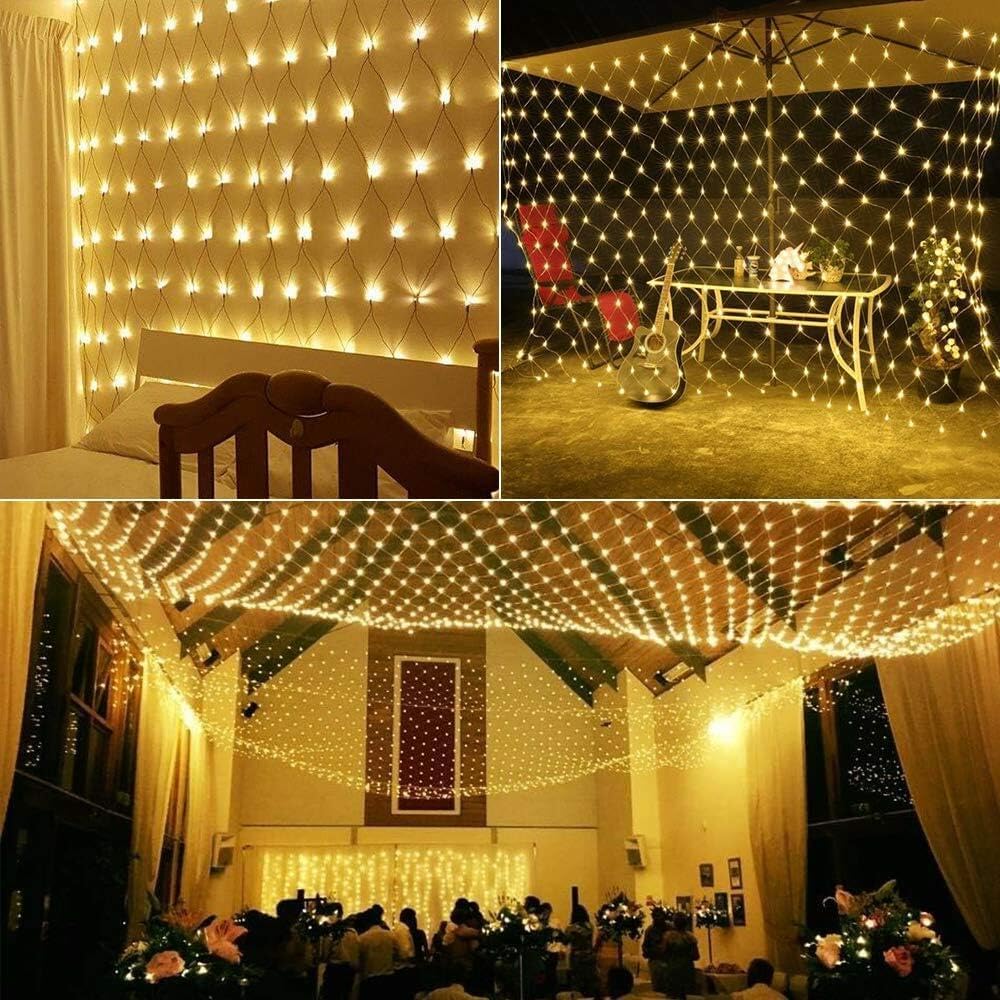 Joomer 360 luces LED de red de Navidad de 12 x 5 pies, 8 modos de luces de malla conectables, temporizador, impermeable para árboles de Navidad,