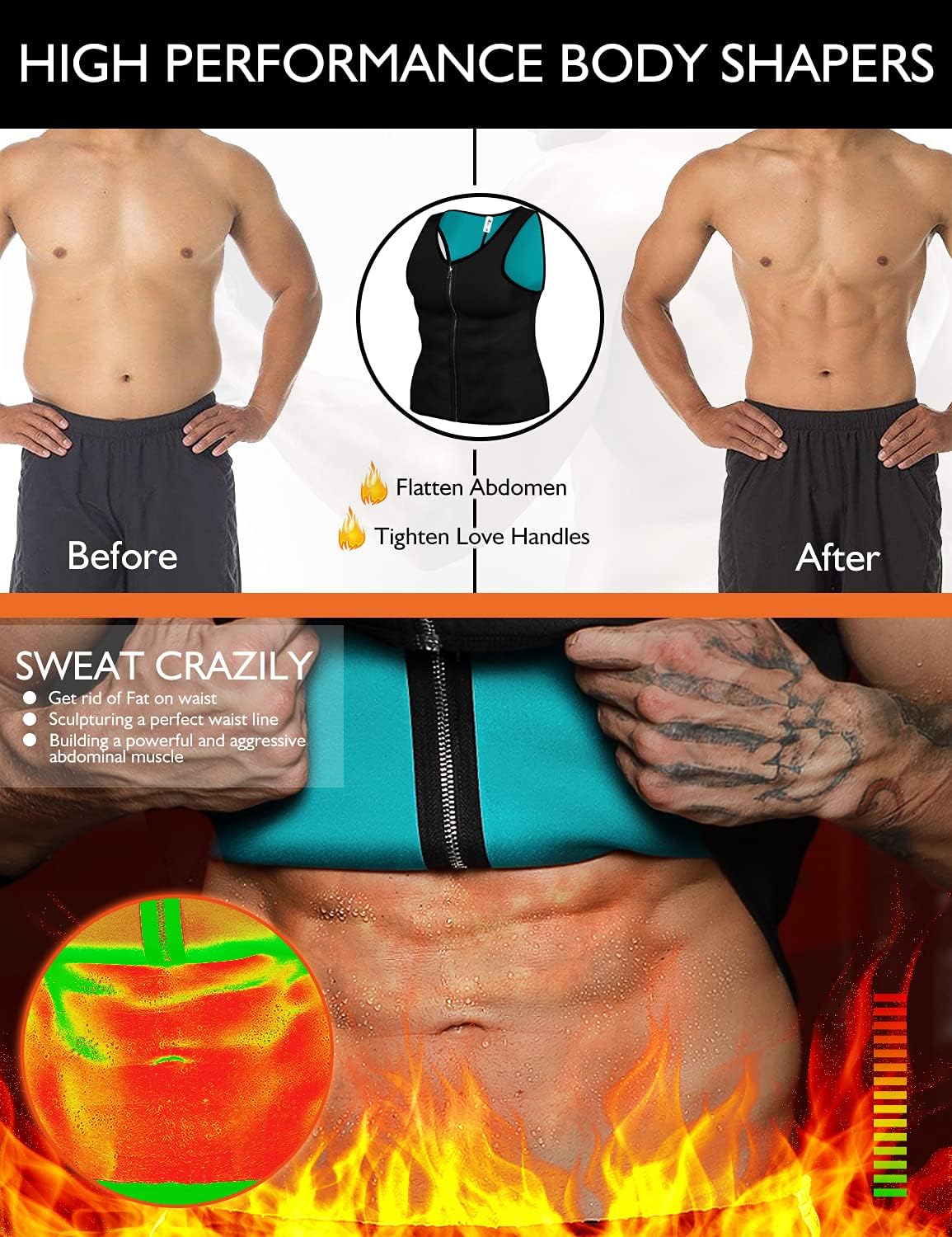 Chaleco de sauna para hombre, entrenador de cintura, moldeador de cuerpo, neopreno caliente, deporte, fitness, gimnasio, entrenamiento, camiseta sin