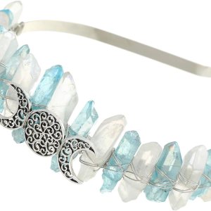 Aura Diadema de cristal crudo Tiara de diamantes de imitación, accesorios para el pelo de sirena para mujer, fiesta, boda Aura Diadema de cristal crudo Tiara de diamantes de imitación, accesorios para el pelo de sirena para mujer, fiesta, boda