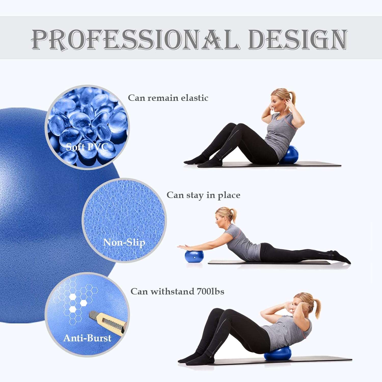 Pelota de pilates pequeña, pelota de terapia, mini pelota de entrenamiento, bola de núcleo, pelota de ejercicio pequeña de 9 pulgadas, mini pelota