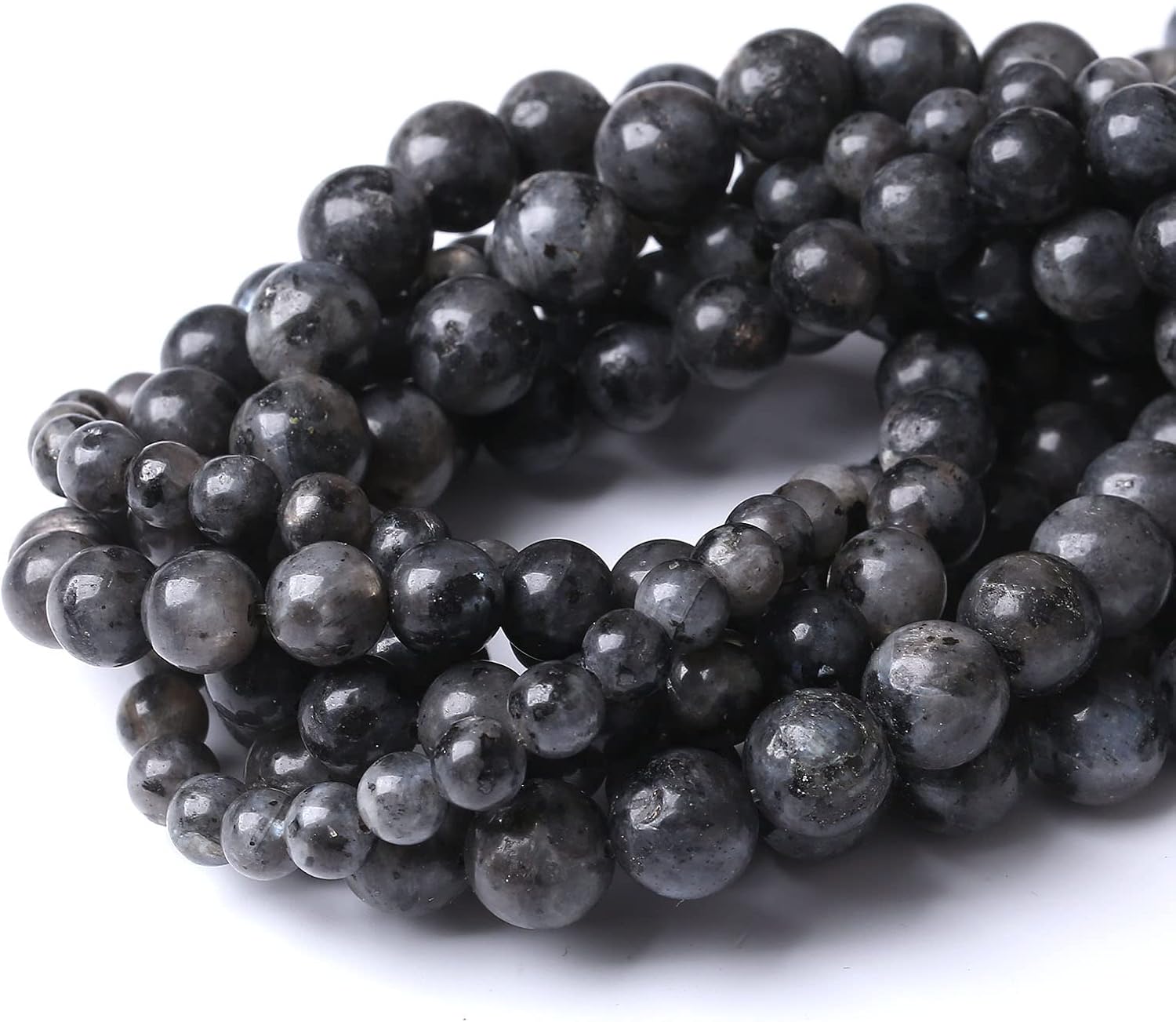 45 cuentas de labradorita negra natural de 0.315 pulgadas (0.315 in), cuentas redondas sueltas de piedra para fabricación de joyas, piedra