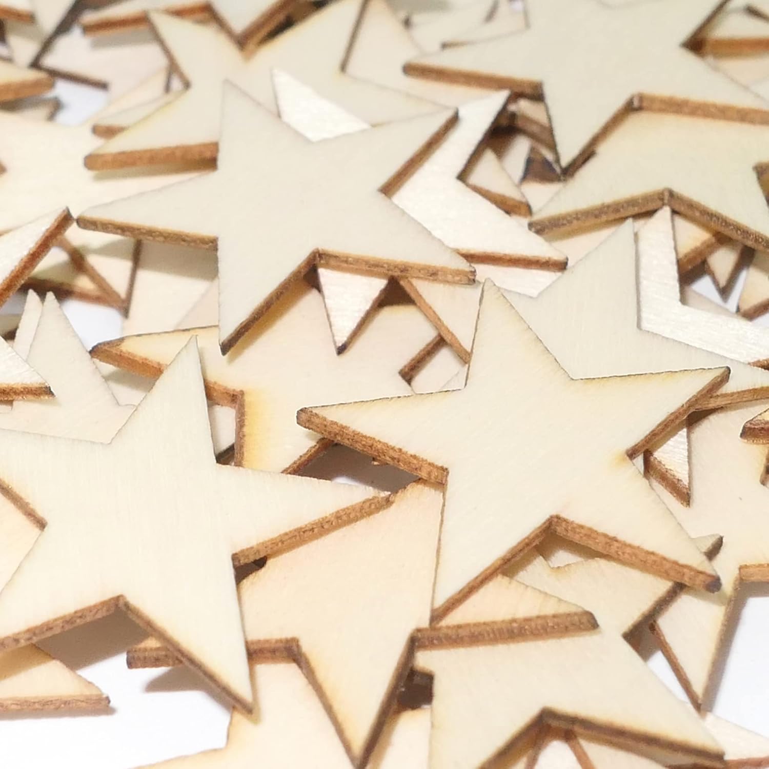 Estrellas pequeñas de madera de 1 pulgada para manualidades, 200 piezas de adornos de madera sin terminar para hacer banderas de madera y