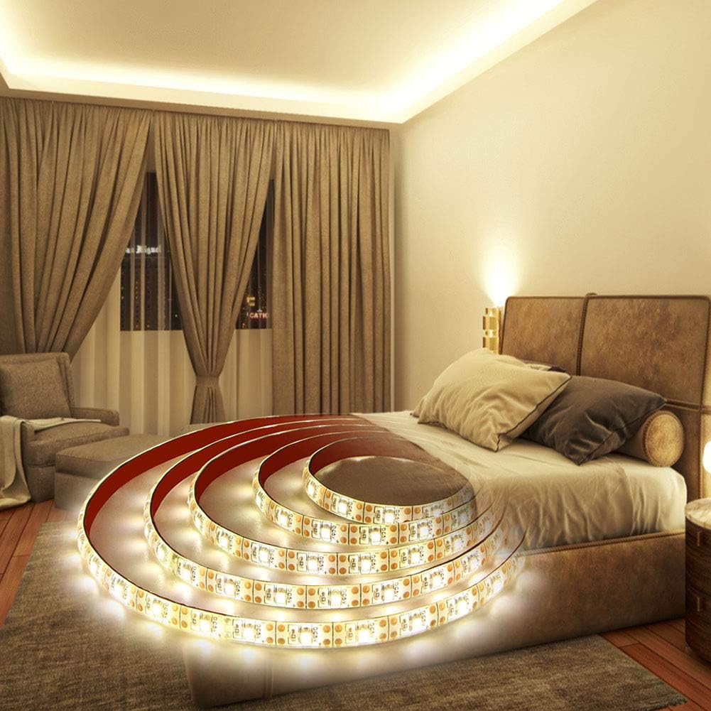 Dmeixs Tira de luces LED que funcionan con pilas, funciona con pilas, color blanco cálido, 3000 K, impermeable, 6.56 pies, luces LED flexibles para