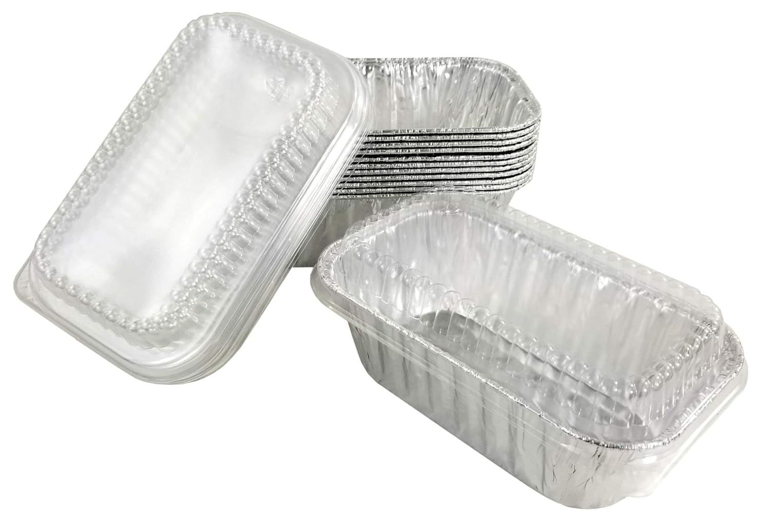 Handi-Foil 1 libra de aluminio mini-panmolde para hornear pan con tapa transparente de cúpula baja, 100paquete (paquete de 100)