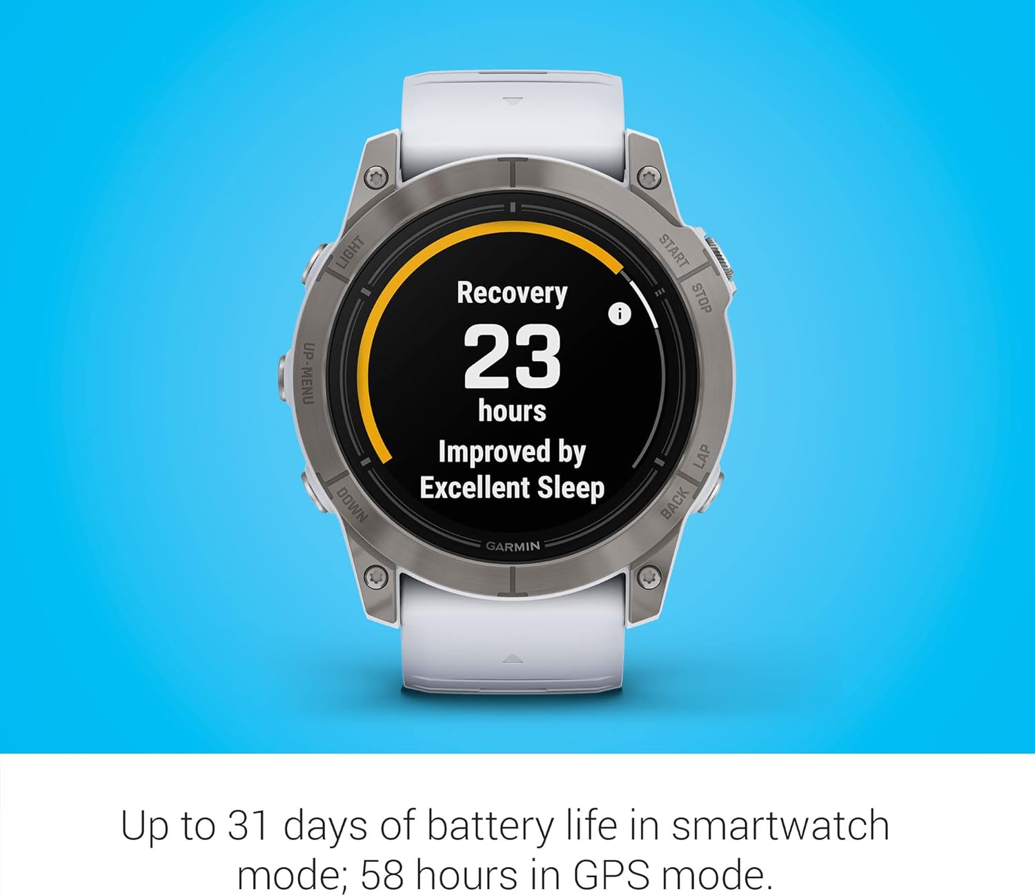 Garmin epix Gen 2 Pro Sapphire Edition, 2.008 in, titaniopiedra blanca  Pantalla AMOLED, reloj inteligente de alto rendimiento, tecnología de