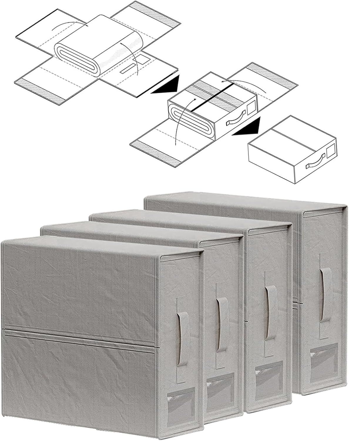Organizador de sábanas de lino, organizadores de armario y caja de almacenamiento plegable, cubos de almacenamiento de ropa de cama para fundas de