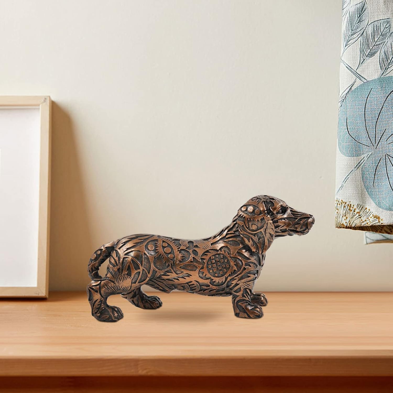 SIMON’S SHOP Figuras de perro salchicha de 8 pulgadas, estatua de perro de bronce, escultura de cachorro, decoración de perro Wiener, regalos para