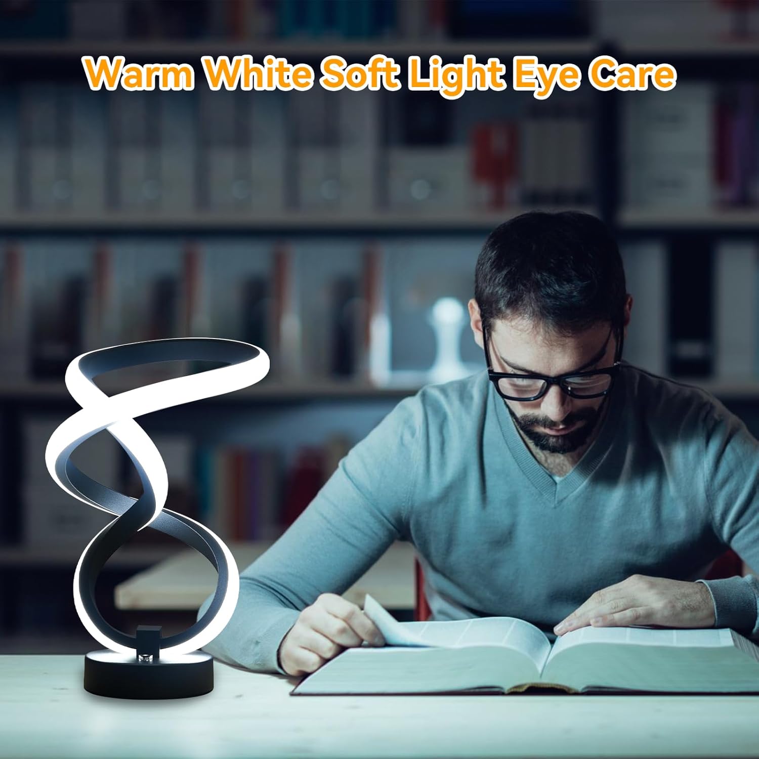 AVANLO Modern Table Lamp Christmas Gifts, RGB Touch Dimmable Bedside Lamp, LED Unique Spiral Lamp for Bedroom, Cool Desk Nightstand Lamps for Living