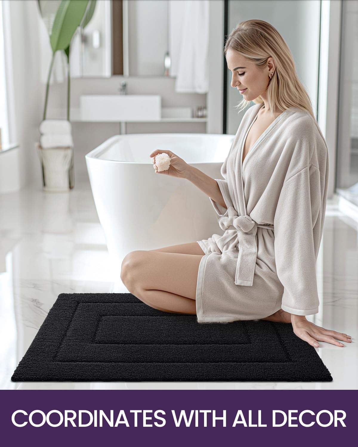 DEXI Alfombra de baño, extra suave, absorbente, de alta calidad, antideslizante, cómoda, alfombra para bañera, ducha, baño, lavable a máquina, 20 x