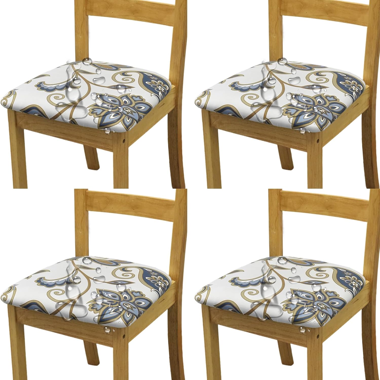 HAOYONG Funda de asiento impermeable para silla de comedor, fundas para sillas de cocina, fundas de TPU impermeables con estampado de poliuretano