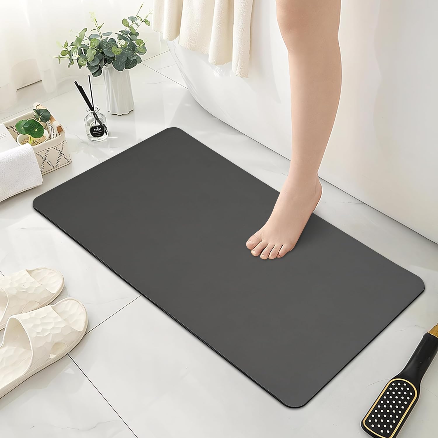 Alfombra de baño súper absorbente, antideslizante, alfombra de baño grande de diatomeas Darth, alfombra de baño para bañera, ducha, baño, piso de 18