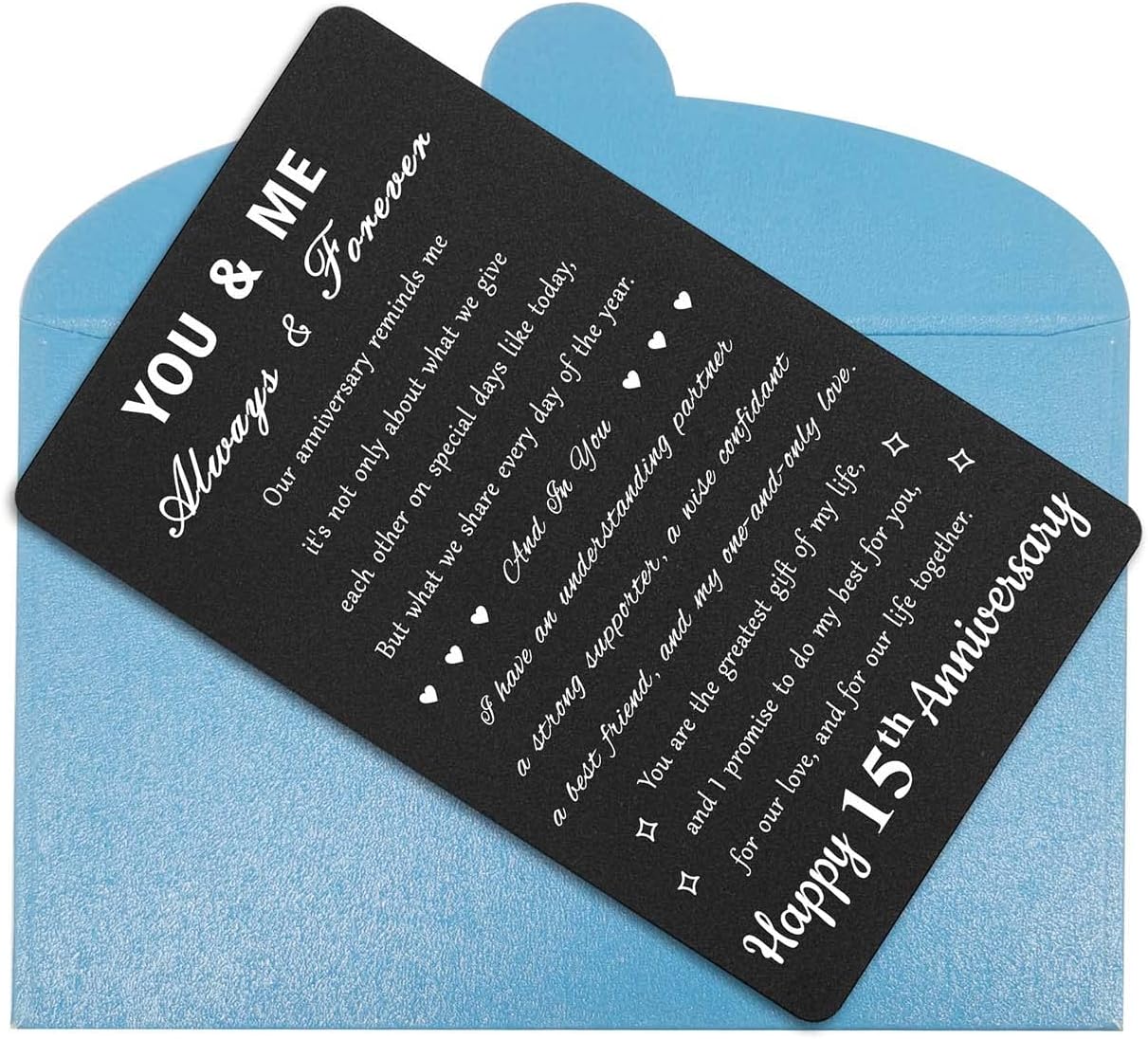 Tarjeta personalizada de aniversario de 15 años para hombres y esposas, tarjeta de 15 aniversario, tarjeta de 15 aniversario de boda grabada