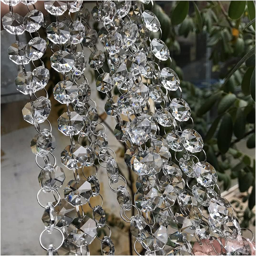 Guirnalda de cristal transparente de 33 pies, cadena de cuentas de araña colgante, decoración de cuerda de adorno colgante para centro de mesa,