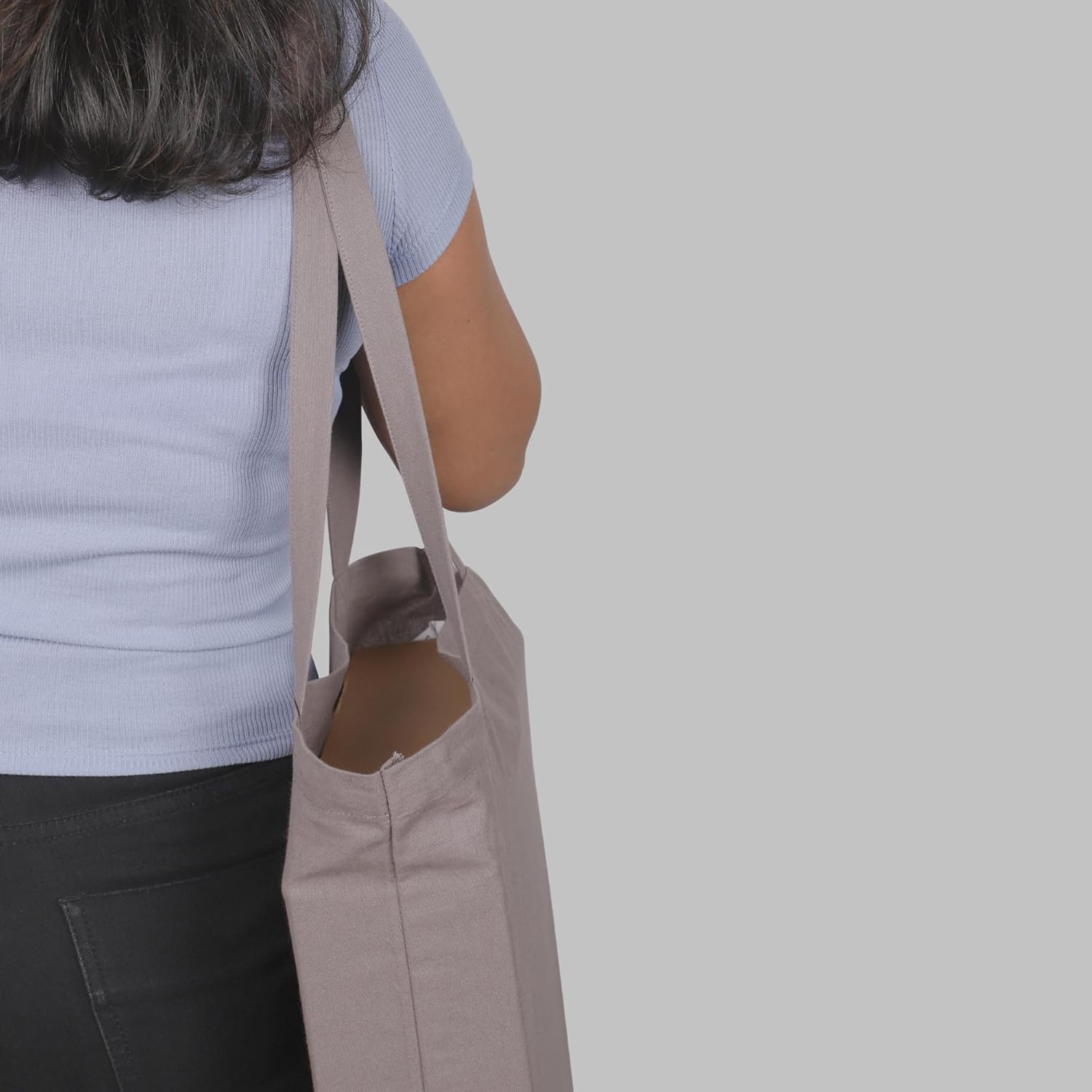 Urban Villa Paquete de 72 bolsas de comestibles reutilizables de 15 x 16 pulgadas con mango largo de 27 pulgadas, color gris, 100% algodón, bolsas