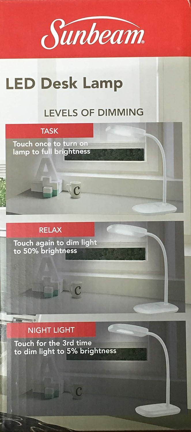 Lámpara de escritorio LED de cuello flexible SUNBEAM Luz ajustable Energy Star (blanco)