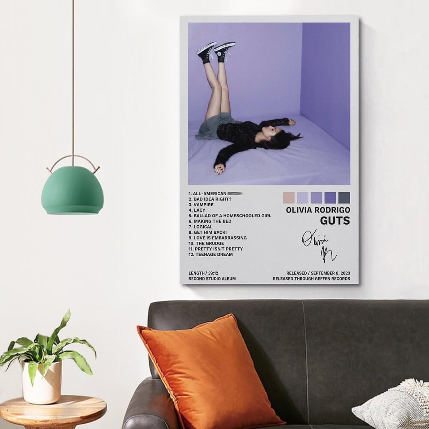Póster de Olivia Rodrigo (agallas) con portada de álbum, pintura decorativa, lienzo, pósteres de pared e impresión artística moderna para decoración