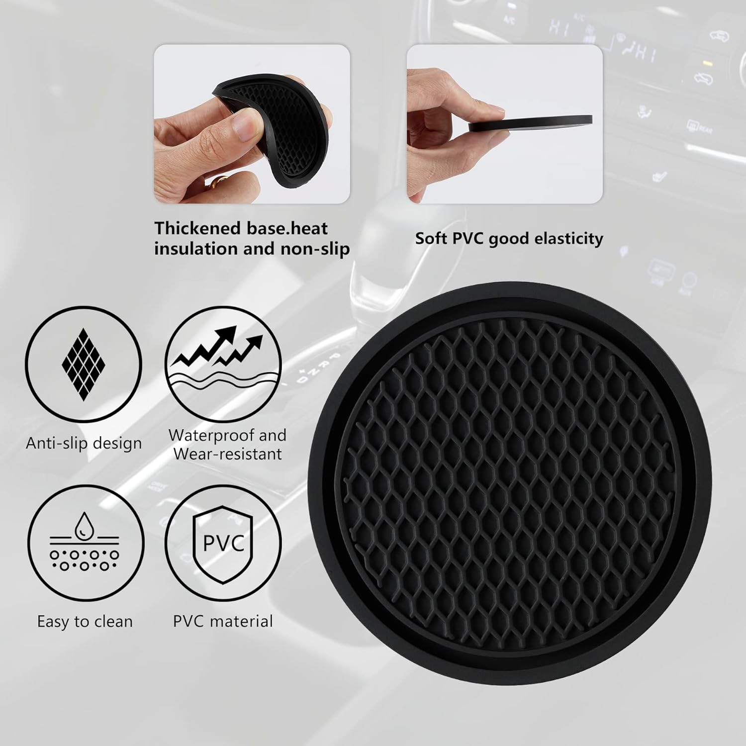 Portavasos para automóvil, paquete de 4 portavasos antideslizantes, antiarañazos, accesorios universales para el interior del vehículo para mujeres