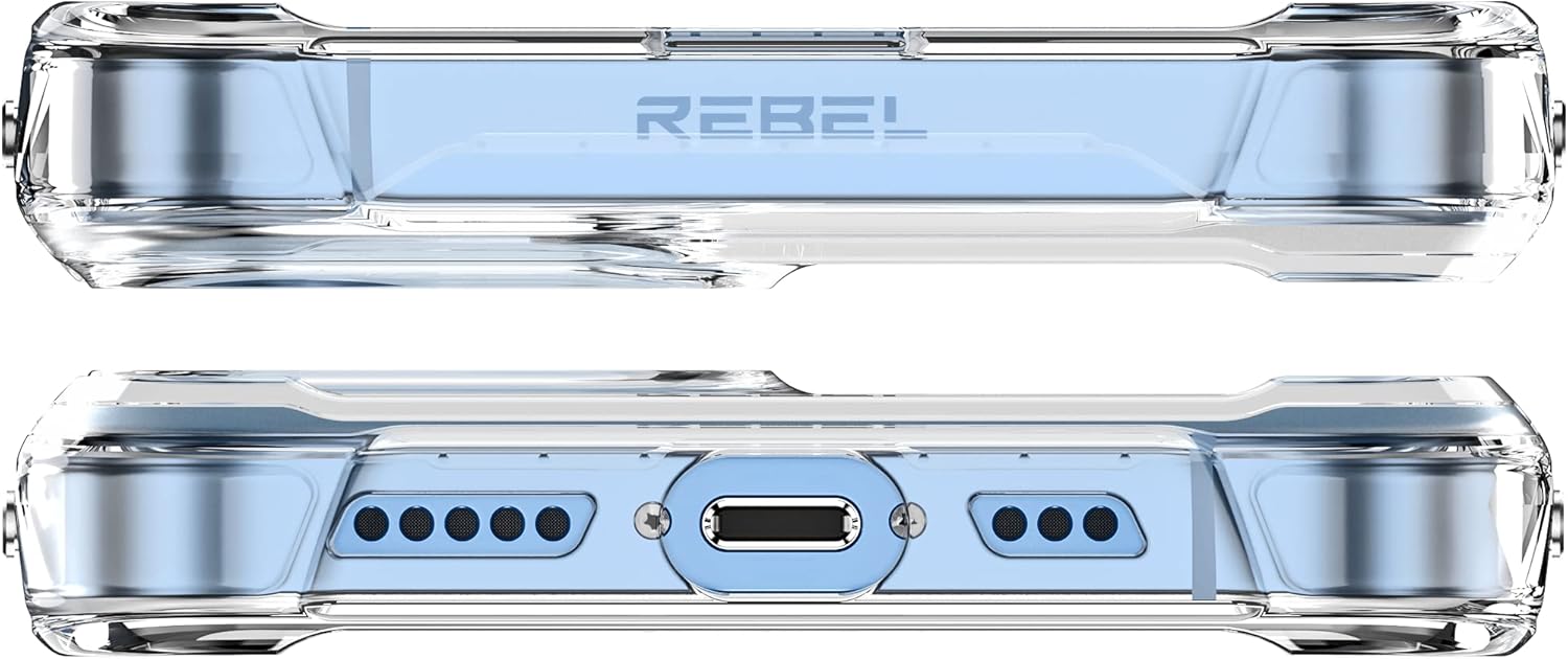 REBEL Funda transparente para iPhone 14 Crystal Series Gen-4 Fuerte compatible con MagSafe, antiarañazos, no amarillea, protección a prueba de