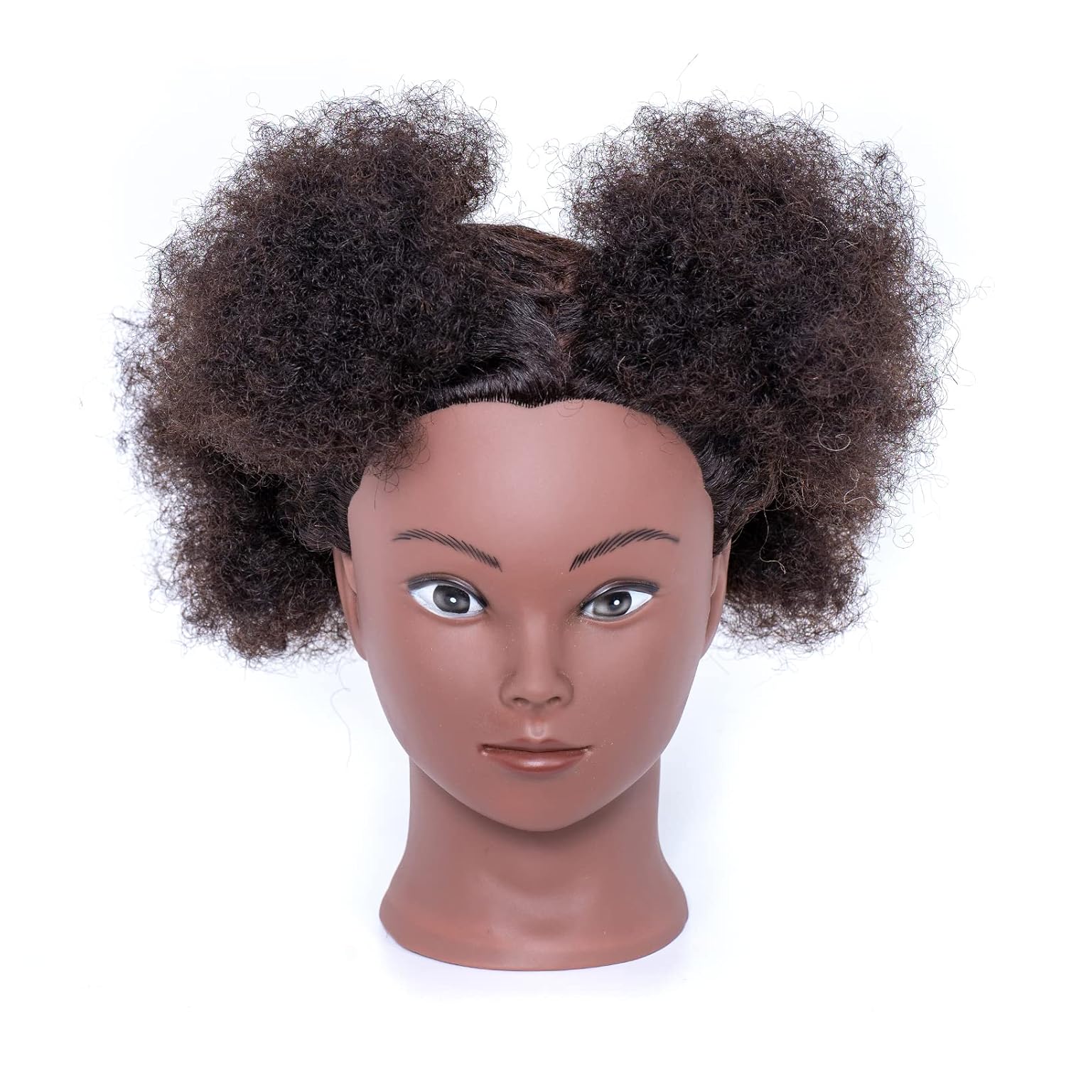Cabeza de maniquí afro 100% pelo real, cabeza de entrenamiento para peinar cabeza trenzada, cabeza de muñeca para practicar trenzas y trenzas