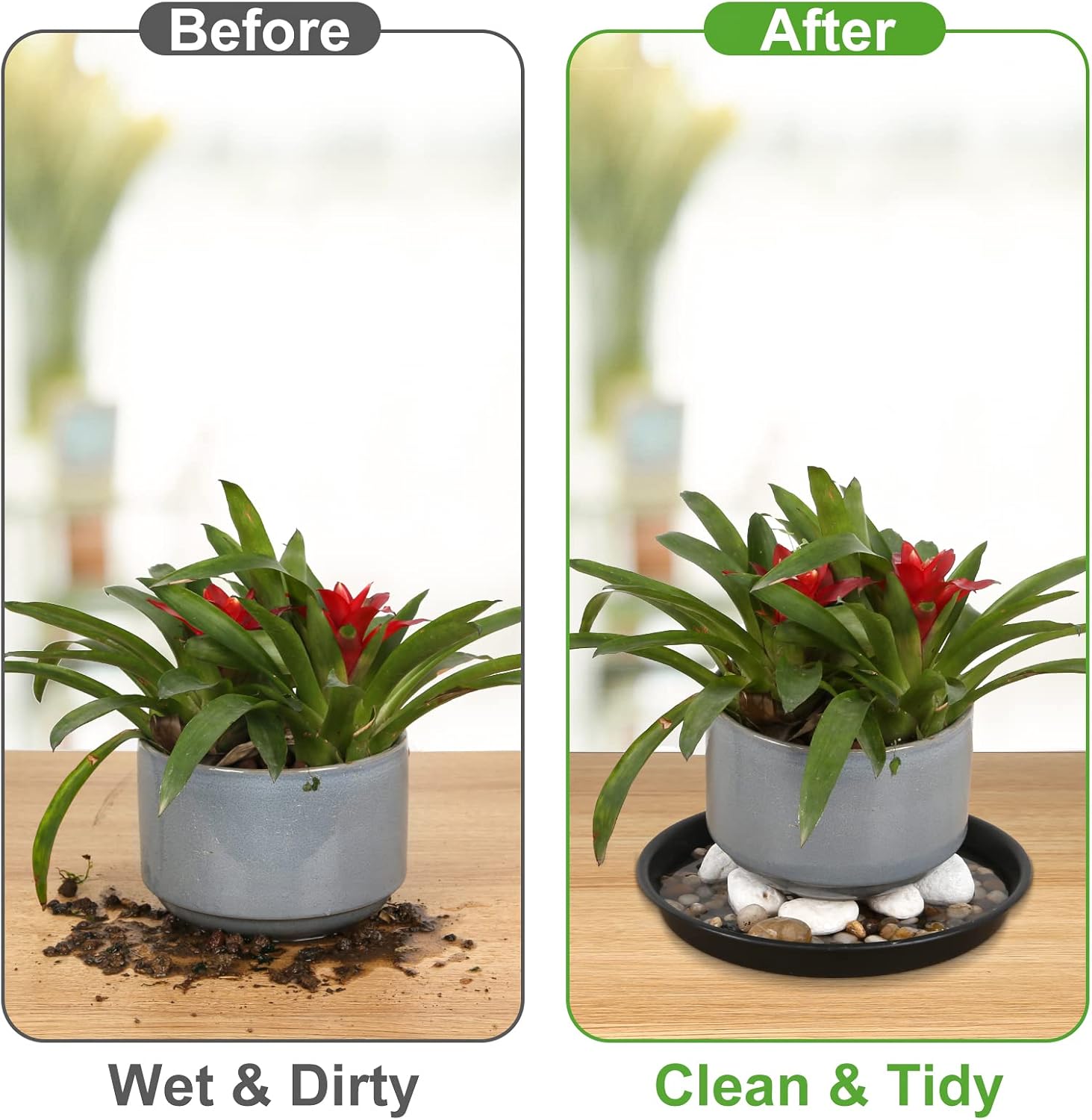 Paquete de 8 platillos de plástico para plantas de 10 pulgadas, 12 pulgadas, 14 pulgadas, 15 pulgadas, bandejas de goteo para plantas de interior y
