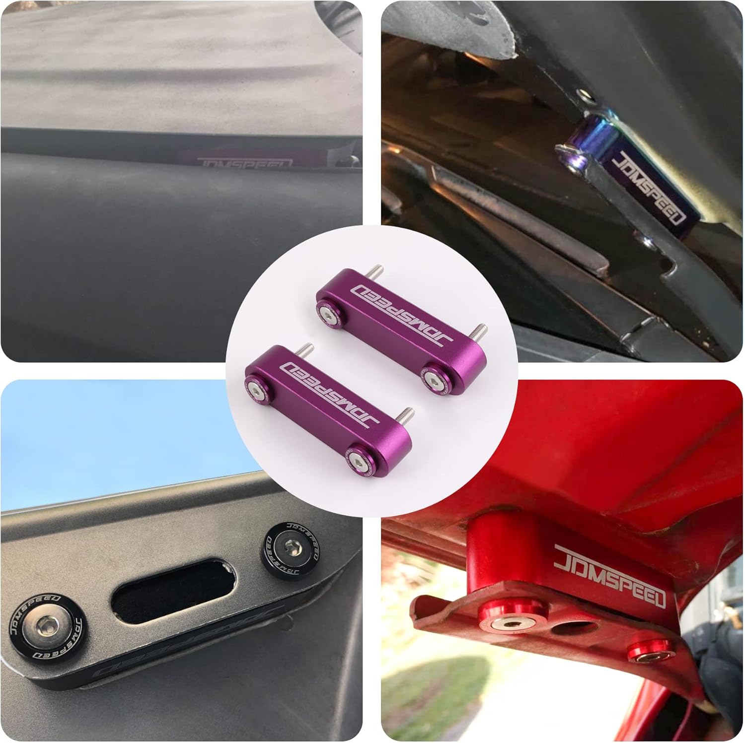 JDMSPEED Anodizado Púrpura Capó Espaciador Elevador De Capó 34″ Reemplazo Para Honda Civic CRX Del Sol Acura Integra