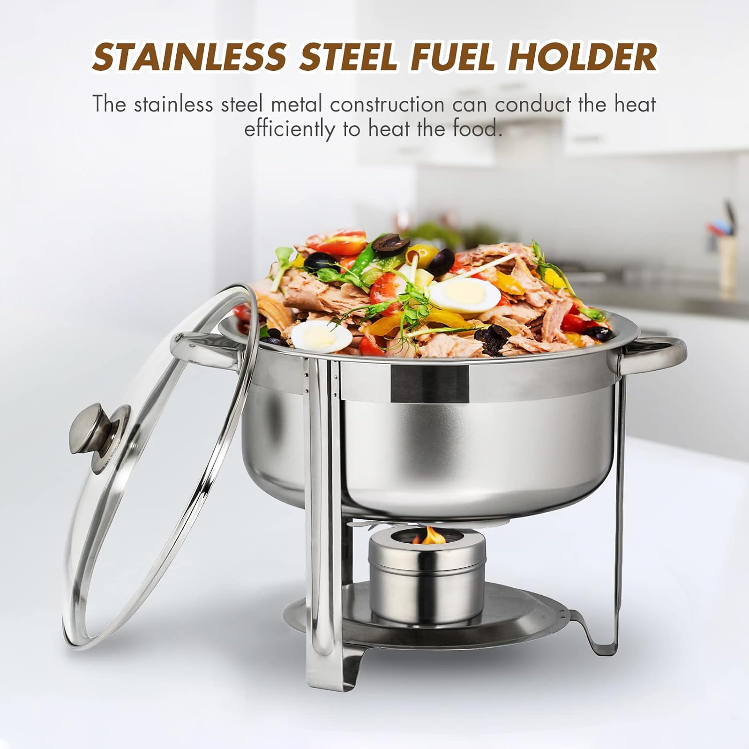 DOITOOL Soporte para latas de combustible de acero inoxidable, 4 unidades, latas de combustible para calentador de alimentos, soporte de combustible