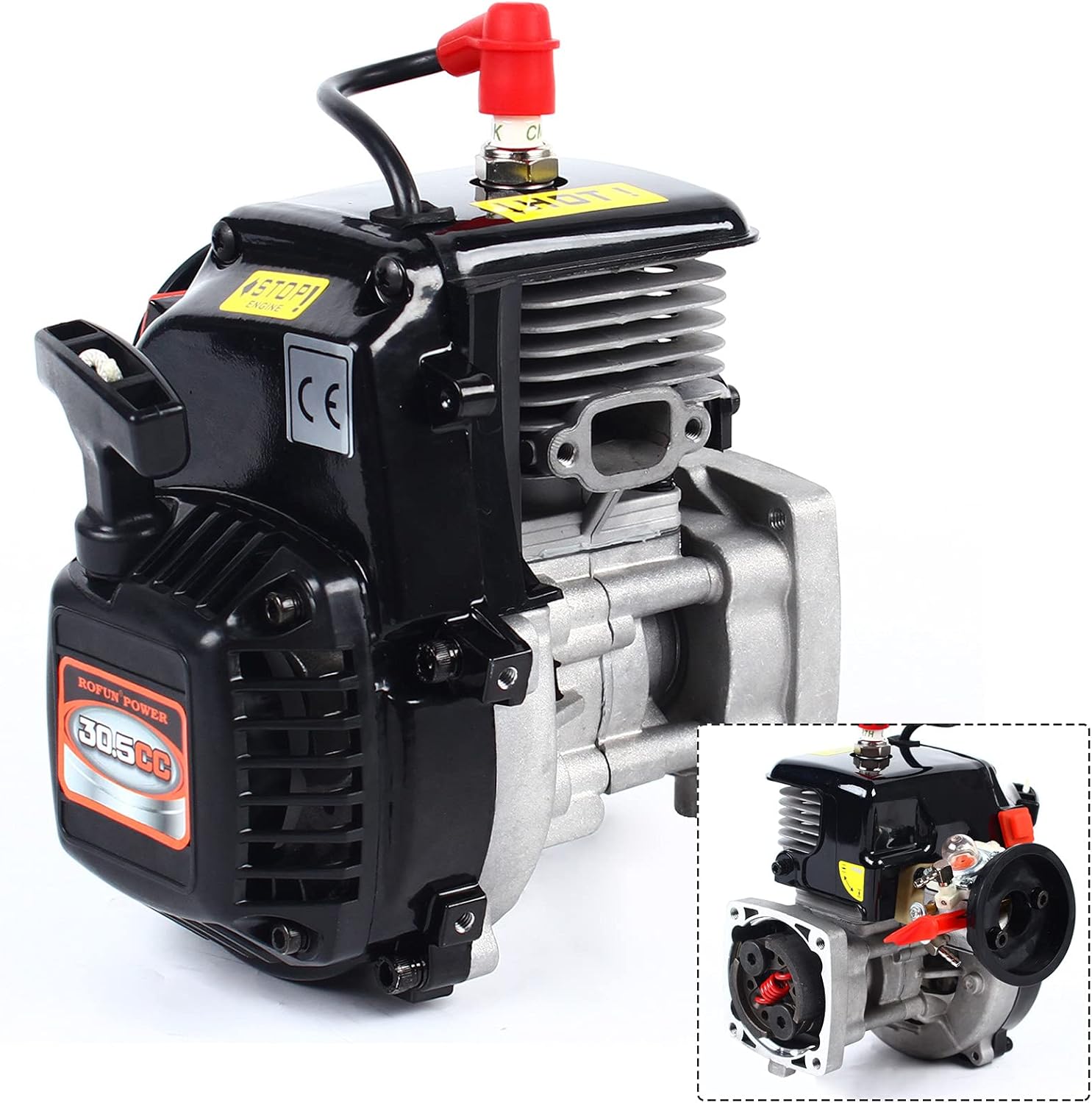 TdiriNar Motor de gasolina Rovan de 4 pernos, 30.5CC 2 tiempos profesional pequeño Rovan motor motor de motor portátil, potente refrigerado por