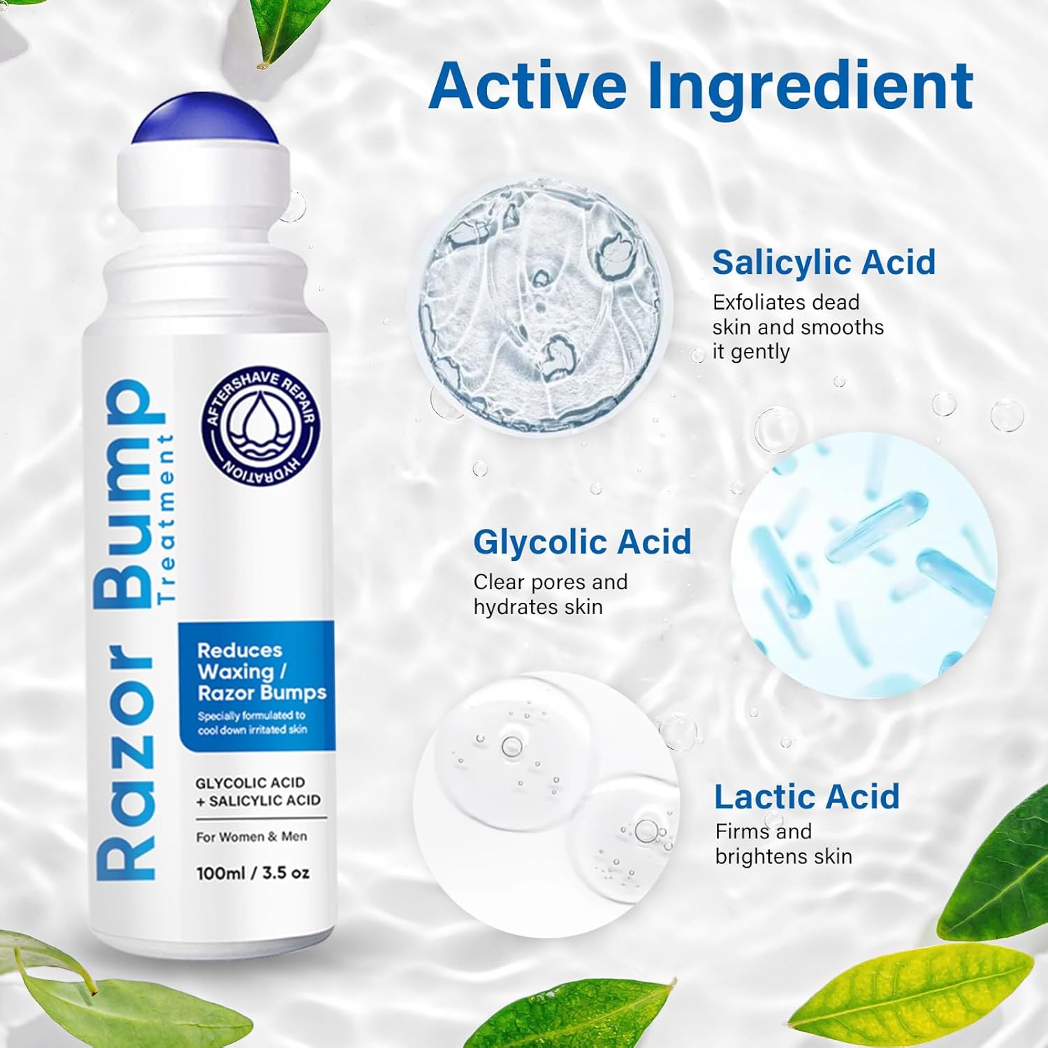 Tratamiento de golpes de afeitado para hombres y mujeres, suero para cuidado después del afeitado para encarnados y quemaduras, solución de tapón