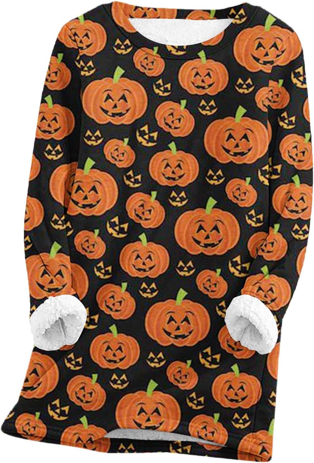 SHOPESSA Womens Thermal Tops Long Sleeve Pumpkin Sweatshirts for Women 2023 Novelty Halloween Shirts Fuzzy Winter Sweater