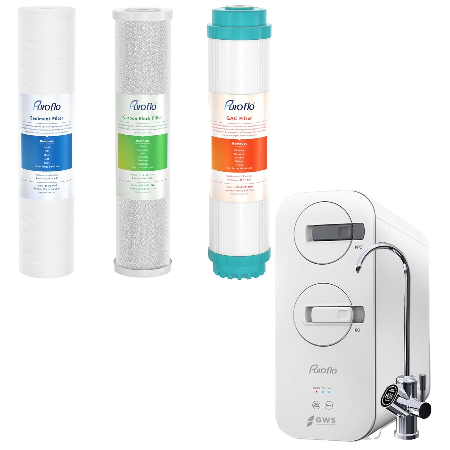 Puroflo Filtro de agua para toda la casa GAC y sistema Ro sin tanque