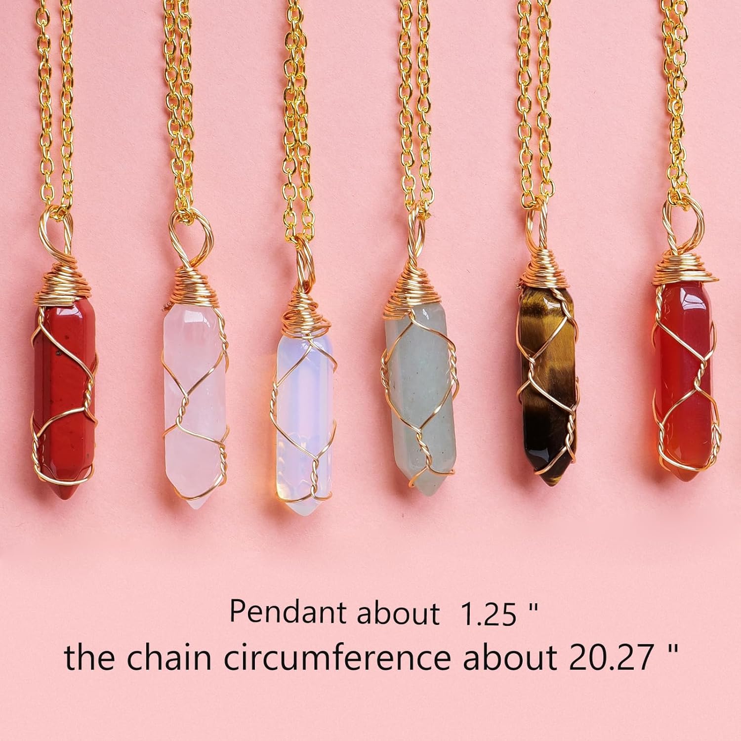 Collar de cristal natural de doble punta hecho a mano tejido curativo con bala de cristal curativo pulido piedra de energía Reiki con caja de regalo