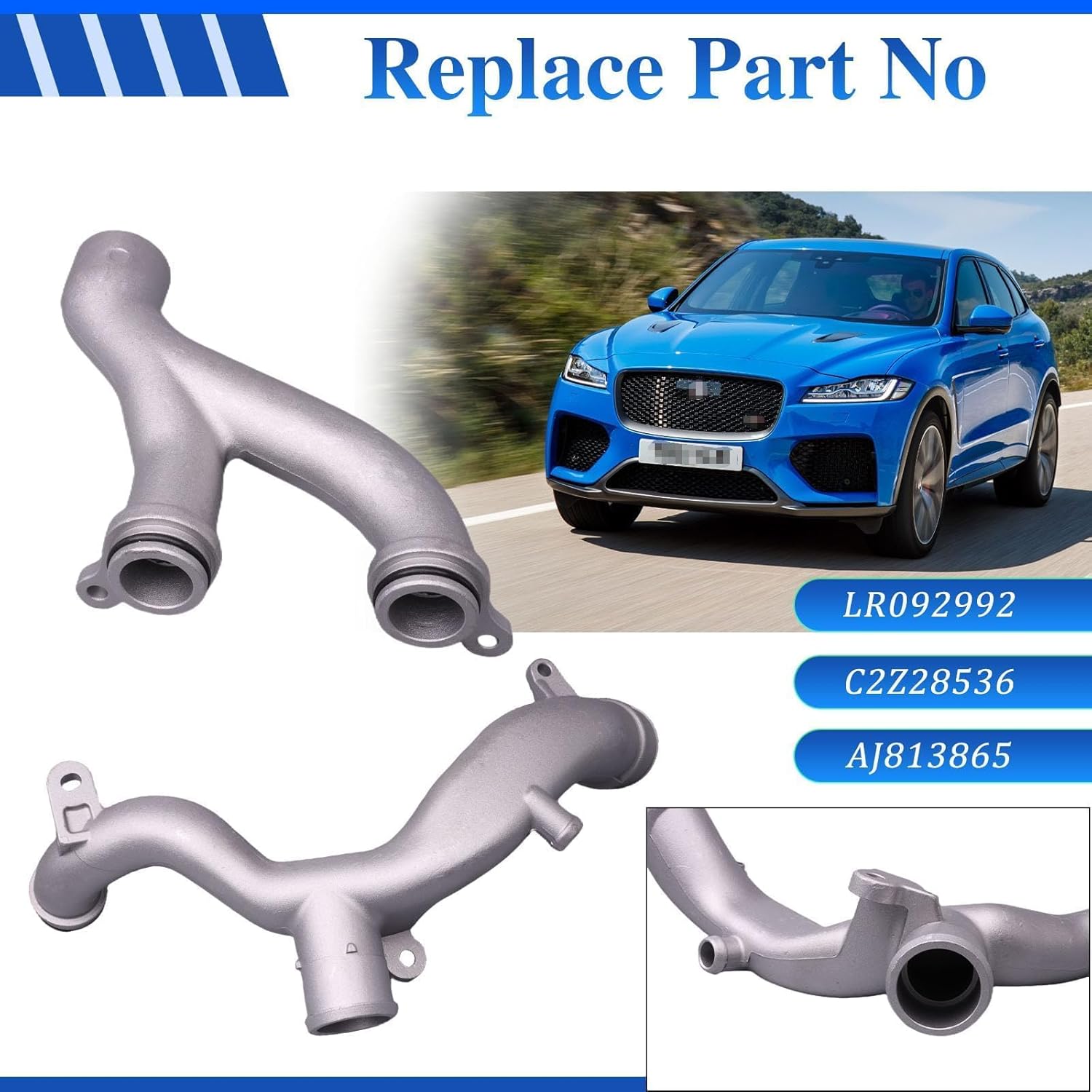 HIIMARKLIF Tubo refrigerante de aluminio Salida de agua, termostato colector cruzado superior apto para Jaguar Land Rover Range Rover Motor