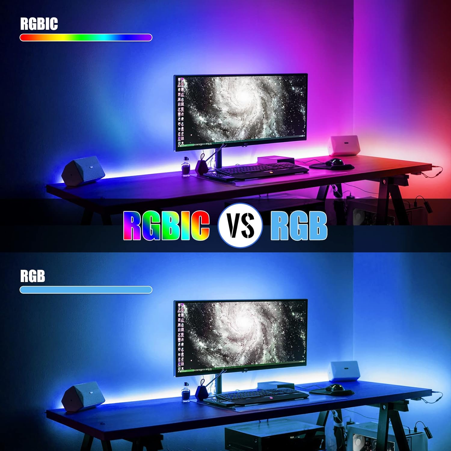 Tira LED inteligente multicolor cambiante, tira LED RGB más brillante de 9.8 pies, tira de luz LED Bluetooth 90 con control de aplicación,